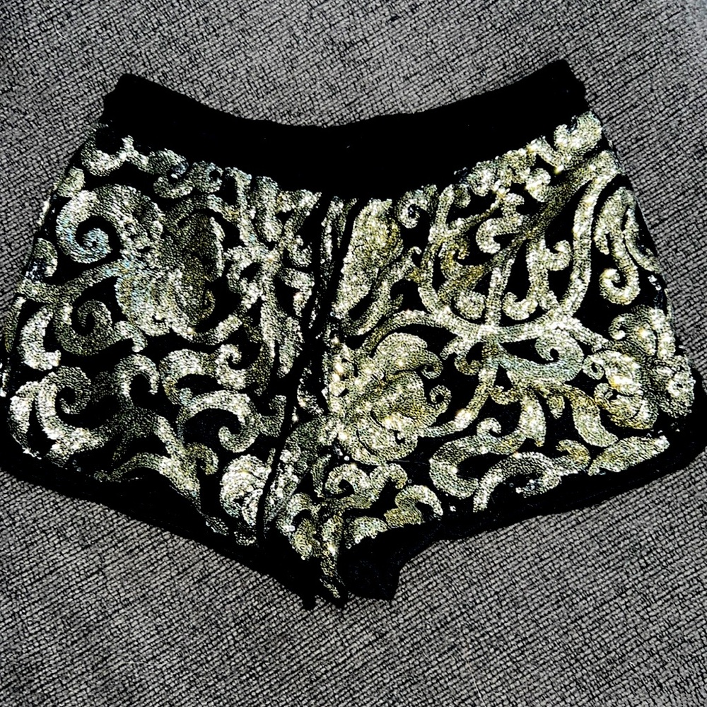 Black and gold sequin shorts